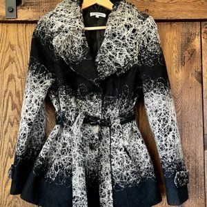 Black and White Alexandra Rosati Belted Coat